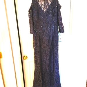 Stunning Navy Blue Sequined Gown